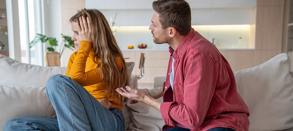 husband convincing the wife to trust him